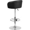 Flash Furniture Luis Contemporary Blue Fabric Adjustable Height Barstool with Barrel Back and Chrome Base(Black Vinyl)