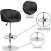 Flash Furniture Luis Contemporary Blue Fabric Adjustable Height Barstool with Barrel Back and Chrome Base(Black Vinyl)