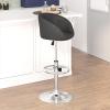 Flash Furniture Luis Contemporary Blue Fabric Adjustable Height Barstool with Barrel Back and Chrome Base(Black Vinyl)