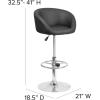 Flash Furniture Luis Contemporary Blue Fabric Adjustable Height Barstool with Barrel Back and Chrome Base(Black Vinyl)