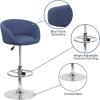 Flash Furniture Luis Contemporary Blue Fabric Adjustable Height Barstool with Barrel Back and Chrome Base(Blue Fabric)