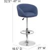 Flash Furniture Luis Contemporary Blue Fabric Adjustable Height Barstool with Barrel Back and Chrome Base(Blue Fabric)