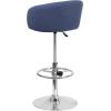 Flash Furniture Luis Contemporary Blue Fabric Adjustable Height Barstool with Barrel Back and Chrome Base(Blue Fabric)
