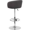 Flash Furniture Luis Contemporary Blue Fabric Adjustable Height Barstool with Barrel Back and Chrome Base(Charcoal Fabric)