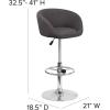 Flash Furniture Luis Contemporary Blue Fabric Adjustable Height Barstool with Barrel Back and Chrome Base(Charcoal Fabric)