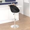 Flash Furniture Luis Contemporary Blue Fabric Adjustable Height Barstool with Barrel Back and Chrome Base(Charcoal Fabric)