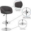 Flash Furniture Luis Contemporary Blue Fabric Adjustable Height Barstool with Barrel Back and Chrome Base(Charcoal Fabric)