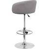 Flash Furniture Luis Contemporary Blue Fabric Adjustable Height Barstool with Barrel Back and Chrome Base(Gray Fabric)