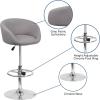 Flash Furniture Luis Contemporary Blue Fabric Adjustable Height Barstool with Barrel Back and Chrome Base(Gray Fabric)