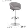 Flash Furniture Luis Contemporary Blue Fabric Adjustable Height Barstool with Barrel Back and Chrome Base(Gray Fabric)