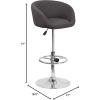 Flash Furniture Luis Contemporary Blue Fabric Adjustable Height Barstool with Barrel Back and Chrome Base(Gray Vinyl)