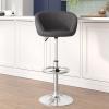 Flash Furniture Luis Contemporary Blue Fabric Adjustable Height Barstool with Barrel Back and Chrome Base(Gray Vinyl)