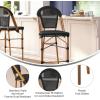 Flash Furniture Marseille Indoor/Outdoor Commercial Bistro Stacking Bar Stool – Black Textilene Back and Seat – Natural Bamboo Print Metal Frame, 2 Pack(Black/Natural Frame)