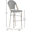 Flash Furniture Marseille Indoor/Outdoor Commercial Bistro Stacking Bar Stool – Black Textilene Back and Seat – Natural Bamboo Print Metal Frame, 2 Pack(Black & White/Light Natural Frame)