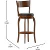 Flash Furniture Nichola Commercial Classic Open Back Barstool – Antique Oak Finish Wood Frame – Black LeatherSoft Seat – Bar Height – 360° Swivel Seat – Footrest(Black Vinyl/Antique Oak Frame)