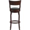Flash Furniture Nichola Commercial Classic Open Back Barstool – Antique Oak Finish Wood Frame – Black LeatherSoft Seat – Bar Height – 360° Swivel Seat – Footrest(Black Vinyl/Espresso Frame)
