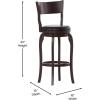 Flash Furniture Nichola Commercial Classic Open Back Barstool – Antique Oak Finish Wood Frame – Black LeatherSoft Seat – Bar Height – 360° Swivel Seat – Footrest(Black Vinyl/Espresso Frame)