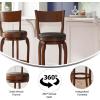 Flash Furniture Nichola Commercial Classic Open Back Barstool – Antique Oak Finish Wood Frame – Black LeatherSoft Seat – Bar Height – 360° Swivel Seat – Footrest(Black Vinyl/Antique Oak Frame)