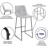 Flash Furniture Reagan 30″ LeatherSoft Barstools with Footrest, Mid-Century Modern Bucket Style Bar Height Stools, Set of 2, Light Gray