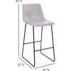 Flash Furniture Reagan 30″ LeatherSoft Barstools with Footrest, Mid-Century Modern Bucket Style Bar Height Stools, Set of 2, Light Gray