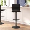 Flash Furniture Vincent Modern Cognac Vinyl Adjustable Bar Stool with Back, Swivel Stool with Black Pedestal Base and Footrest(Black/Black Frame)