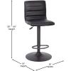 Flash Furniture Vincent Modern Cognac Vinyl Adjustable Bar Stool with Back, Swivel Stool with Black Pedestal Base and Footrest(Black/Black Frame)