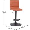 Flash Furniture Vincent Modern Cognac Vinyl Adjustable Bar Stool with Back, Swivel Stool with Black Pedestal Base and Footrest(Cognac/Black Frame)