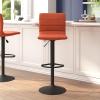 Flash Furniture Vincent Modern Cognac Vinyl Adjustable Bar Stool with Back, Swivel Stool with Black Pedestal Base and Footrest(Cognac/Black Frame)