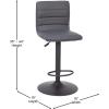Flash Furniture Vincent Modern Cognac Vinyl Adjustable Bar Stool with Back, Swivel Stool with Black Pedestal Base and Footrest(Gray/Black Frame)