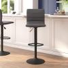 Flash Furniture Vincent Modern Cognac Vinyl Adjustable Bar Stool with Back, Swivel Stool with Black Pedestal Base and Footrest(Gray/Black Frame)