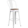 Flash Furniture Carly 24″ High Copper Metal Counter Height Stool with Back and Wood Seat(1)