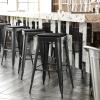 Flash Furniture Cierra 4 Pack Commercial Indoor Counter Height Stools – Silver Galvanized Steel Frame – Gray All-Weather Poly Resin Seat – 24″ High – Backless(Black Resin Wood Seat/Black Frame)