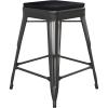 Flash Furniture Cierra 4 Pack Commercial Indoor Counter Height Stools – Silver Galvanized Steel Frame – Gray All-Weather Poly Resin Seat – 24″ High – Backless(Black/Black)