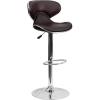 Flash Furniture Devin Contemporary Cozy Mid-Back Black Vinyl Adjustable Height Barstool with Chrome Base(Brown)