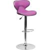 Flash Furniture Devin Contemporary Cozy Mid-Back Black Vinyl Adjustable Height Barstool with Chrome Base(Purple)