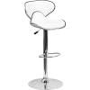 Flash Furniture Devin Contemporary Cozy Mid-Back Black Vinyl Adjustable Height Barstool with Chrome Base(White)