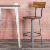 Flash Furniture Flint Series Commercial Restaurant Barstool, Wood Seat/Back, Powder Coat Frame, Antique Copper/Gray(Rustic Walnut)