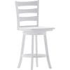 Flash Furniture Liesel Commercial Grade Classic Ladderback Barstool – Gray Wash Walnut Solid Wood Frame – Counter Height – 360° Swivel Seat – Integrated Footrest(White Wash)