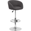 Flash Furniture Luis Contemporary Blue Fabric Adjustable Height Barstool with Barrel Back and Chrome Base(Charcoal Fabric)