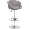 Flash Furniture Luis Contemporary Blue Fabric Adjustable Height Barstool with Barrel Back and Chrome Base(Gray Fabric)