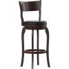Flash Furniture Nichola Commercial Classic Open Back Barstool – Antique Oak Finish Wood Frame – Black LeatherSoft Seat – Bar Height – 360° Swivel Seat – Footrest(Black Vinyl/Espresso Frame)