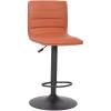 Flash Furniture Vincent Modern Cognac Vinyl Adjustable Bar Stool with Back, Swivel Stool with Black Pedestal Base and Footrest(Cognac/Black Frame)