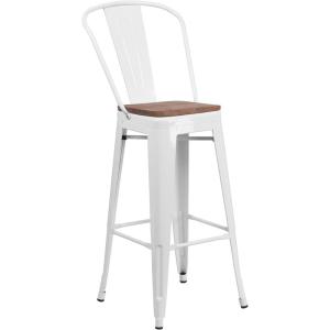 Flash Furniture Carly 24″ High Copper Metal Counter Height Stool with Back and Wood Seat(1)
