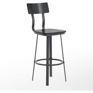 Flash Furniture Flint Series Commercial Restaurant Barstool, Wood Seat/Back, Powder Coat Frame, Antique Copper/Gray(Black)