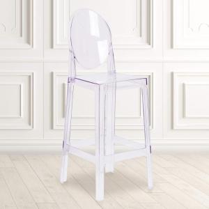 Flash Furniture Ghost Barstool with Oval Back in Transparent Crystal(1 Pack)