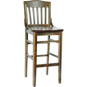 Flash Furniture HERCULES Series School House Back Walnut Wood Restaurant Barstool(Antique Copper)