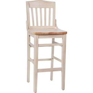 Flash Furniture HERCULES Series School House Back Walnut Wood Restaurant Barstool(Antique White)
