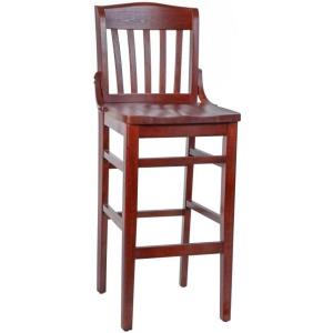Flash Furniture HERCULES Series School House Back Walnut Wood Restaurant Barstool(Mahogany)