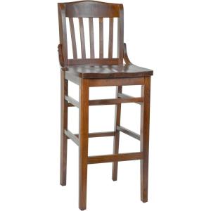 Flash Furniture HERCULES Series School House Back Walnut Wood Restaurant Barstool(Walnut)