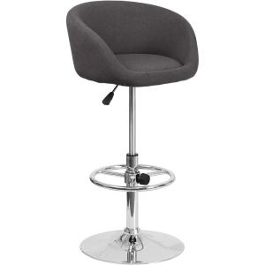 Flash Furniture Luis Contemporary Blue Fabric Adjustable Height Barstool with Barrel Back and Chrome Base(Charcoal Fabric)